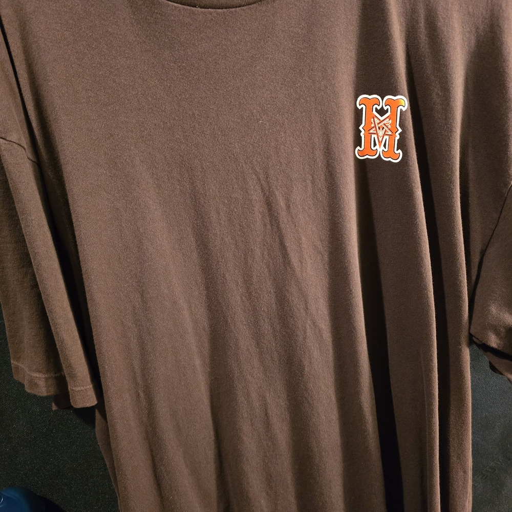HUF Brown Tee with Orange Thrasher Logo